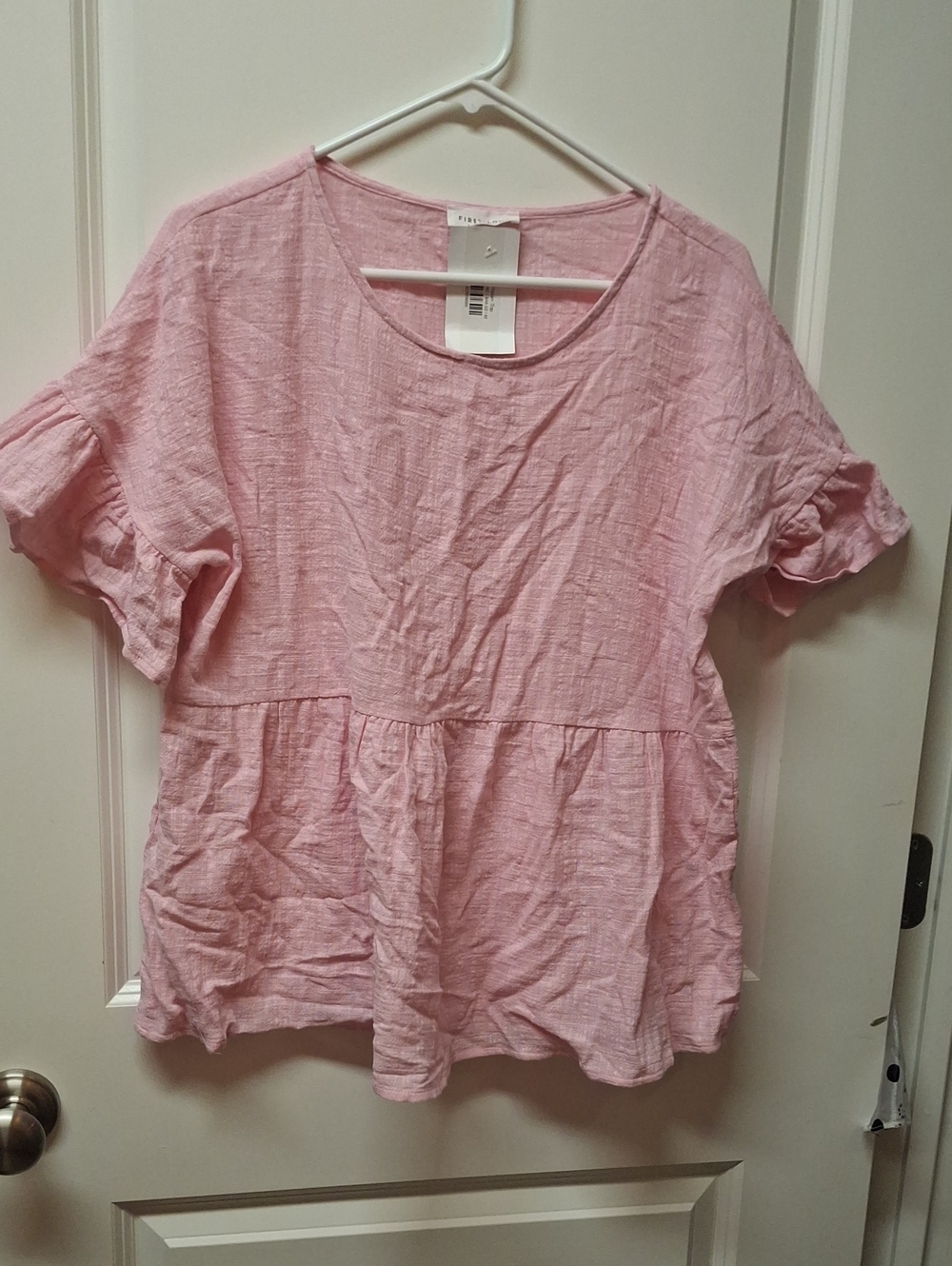 First Love Light Pink Short Sleeve Peplum Tunic